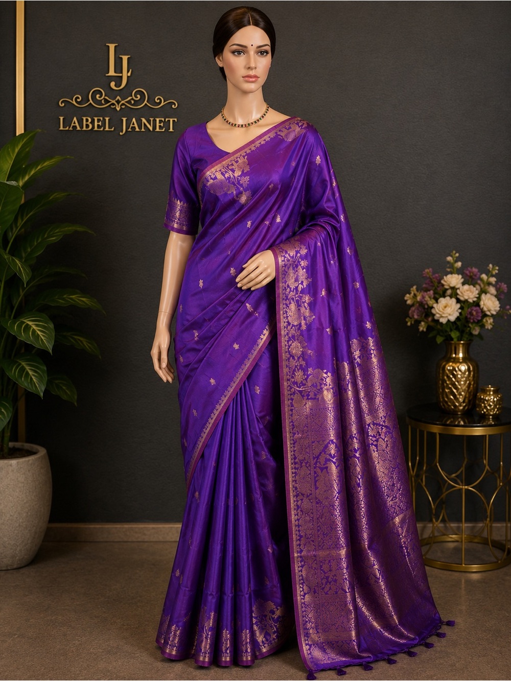 Brand new,purple soft silk saree with stitched blouse